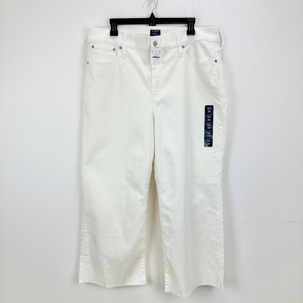 J.Crew Wide Leg Cropped Jean All Day Stretch White Stretch Denim US 34 NWT - Picture 5 of 11